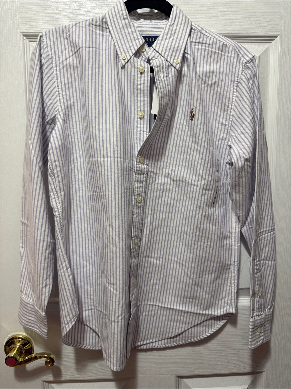 Polo by Ralph Lauren White Shirt with Light Blue Pinstripes